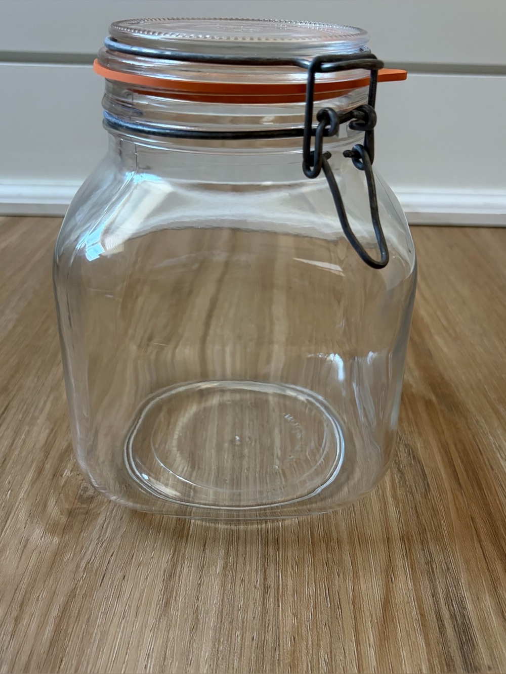 Italian Glass Airtight Storage Jar with Orange Seal - Home Kitchen 2000ml 67.6
